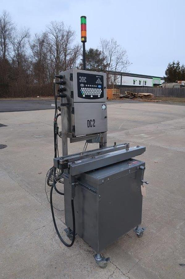 Used Domino A100 Inkjet Printer, Mounted on Bottomless Conveyor/Gap Transporter