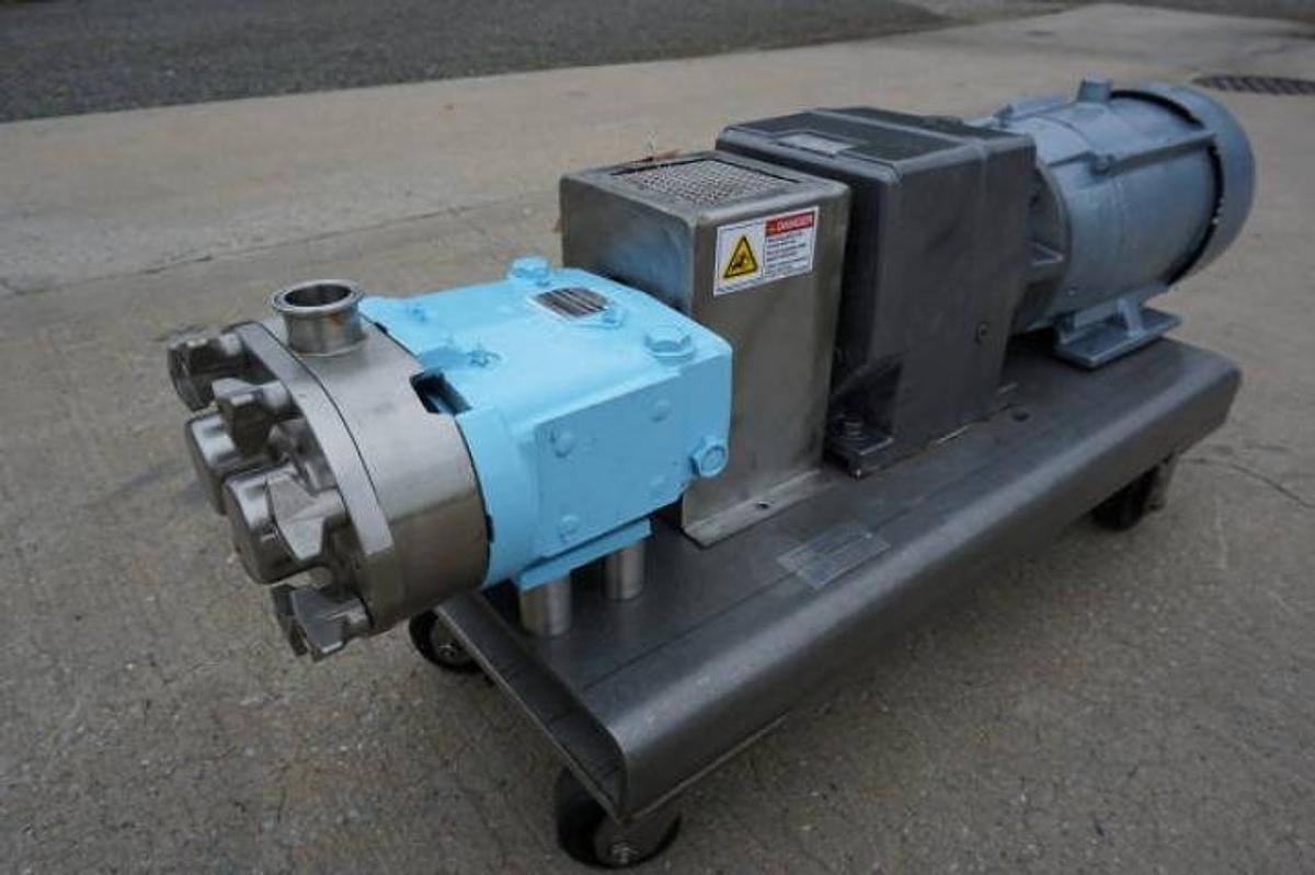 Used Waukesha 030 Stainless Positive Displacement Pump, 7-1/2 HP Motor