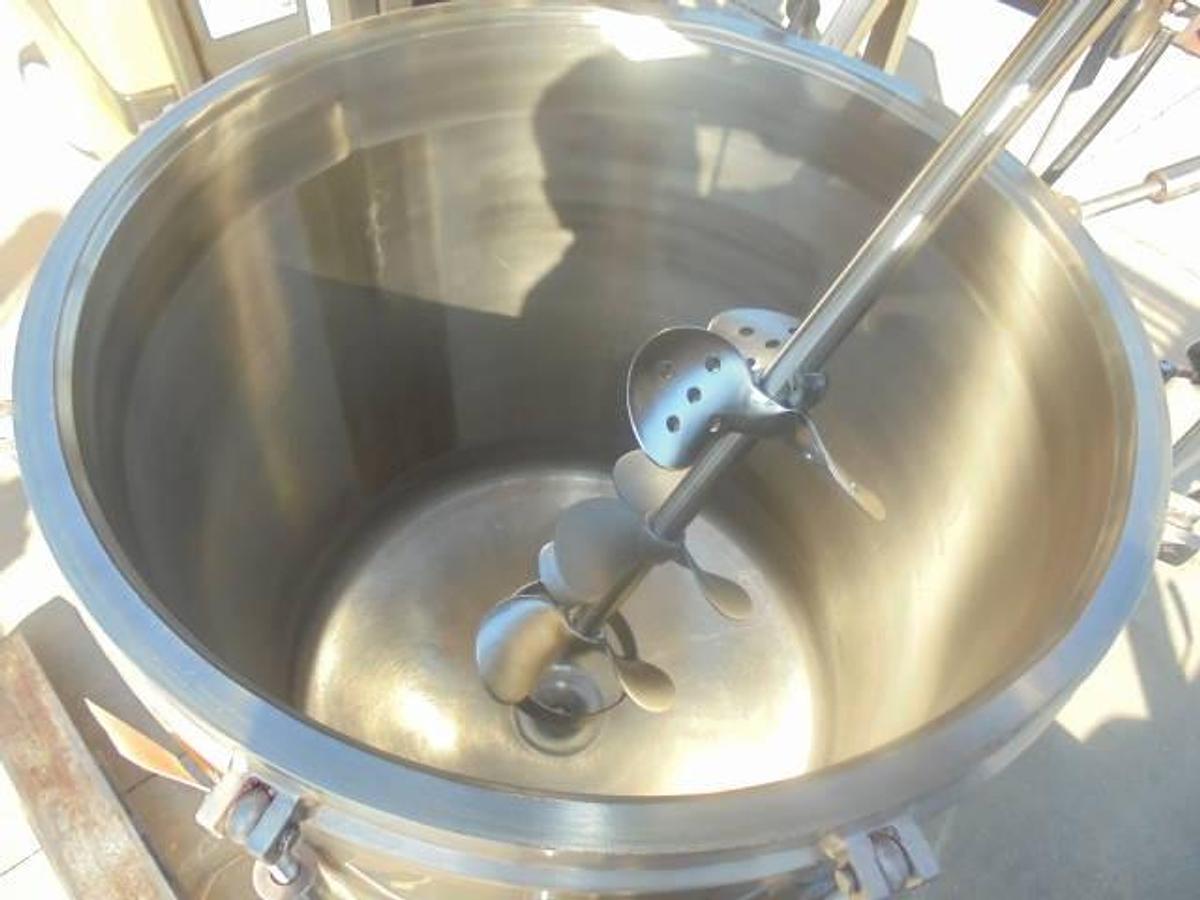 Used 100 Gallon Cherry Burrell 316 Stainless Steel Jacketed Pressurized Kettle/Reactor, Tilt Out Agitation