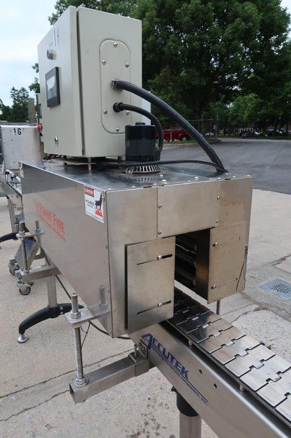 Used Accutek/Labelette Sleeving Line with Shrink Tunnel, Stainless Steel