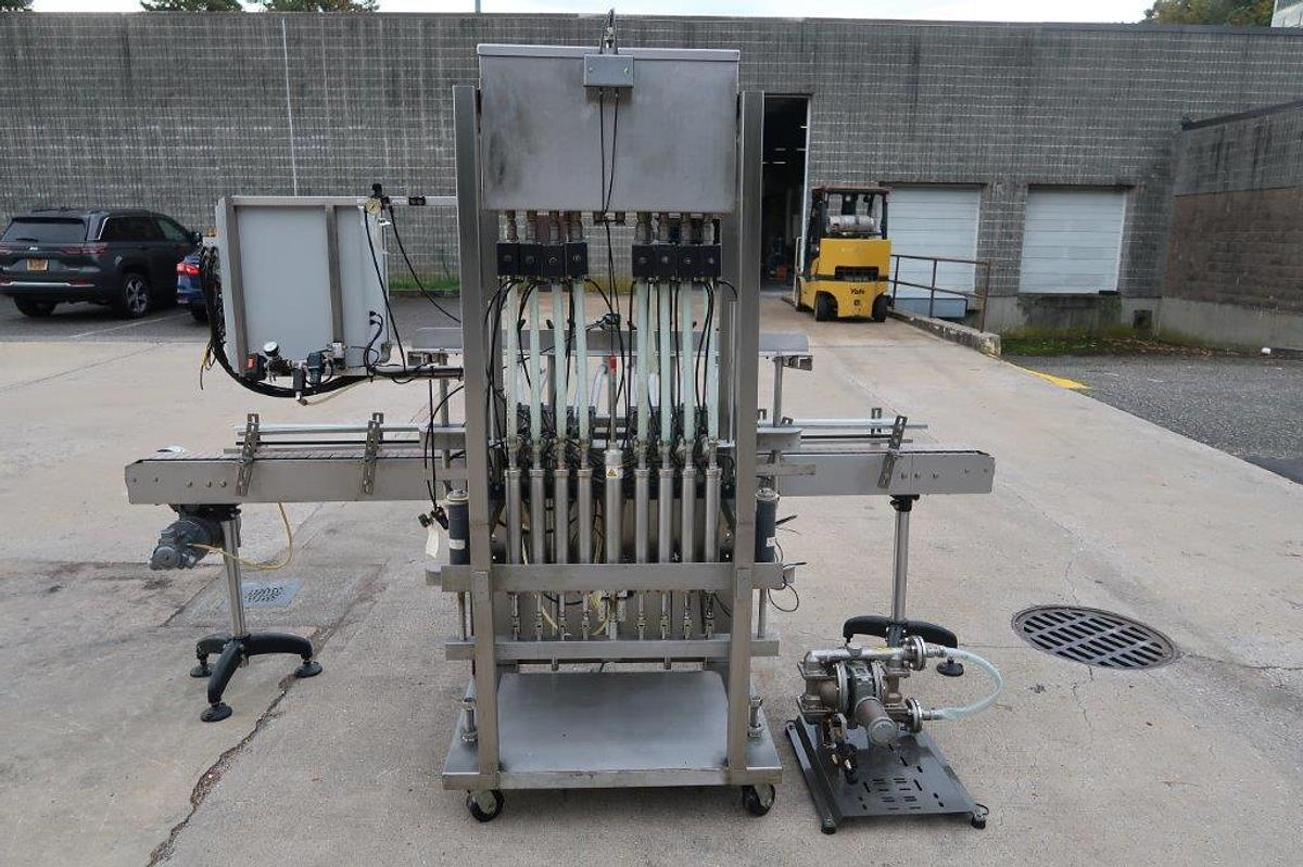 Used Surekap 8 Head Inline Auto Piston Filler, Explosion Proof
