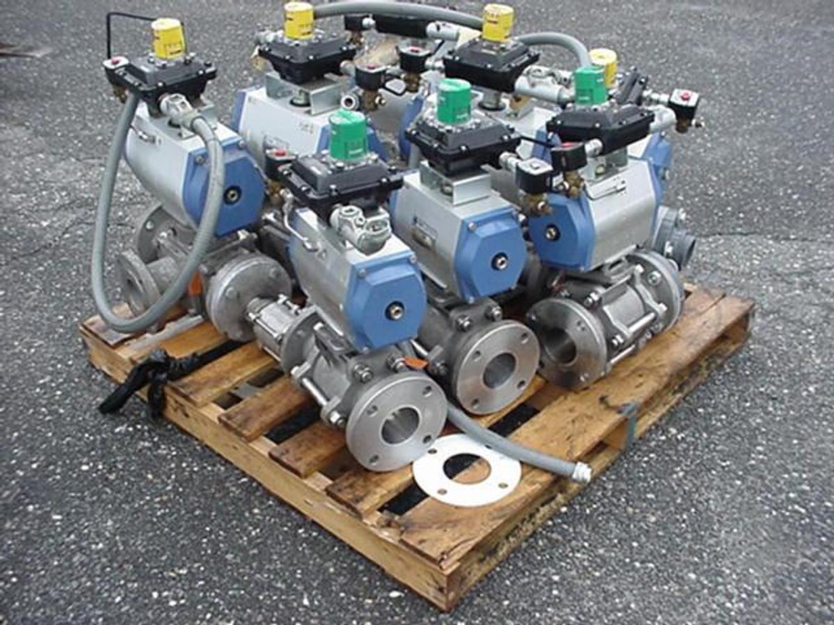 Used Pbm 3 Way And 2 Way Ball Valves, 3″, Automatic (25 Total)