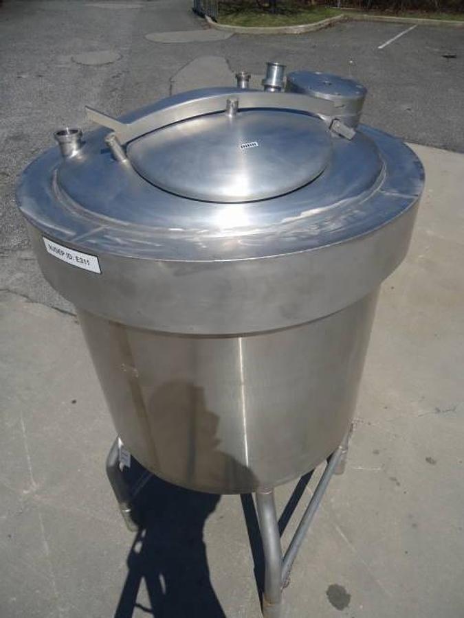 Used 225 Gallon Crepaco Stainless Steel Jacketed Vertical Tank, Cone Bottom