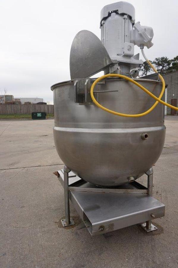 Used 100 Gallon B H  Hubbert Jacketed Kettle With 5 HP Homogenizing Mixer