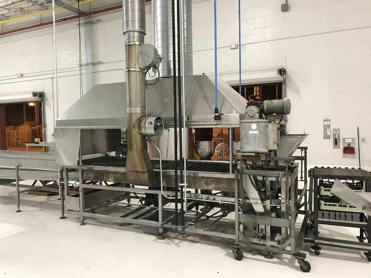 Used Donut Line with Depositor, Belshaw fryer, Moline fryer and Conveyors