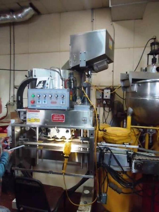 Used Complete Filling Line With Mateer Automatic Filler & Kaps-All Capper