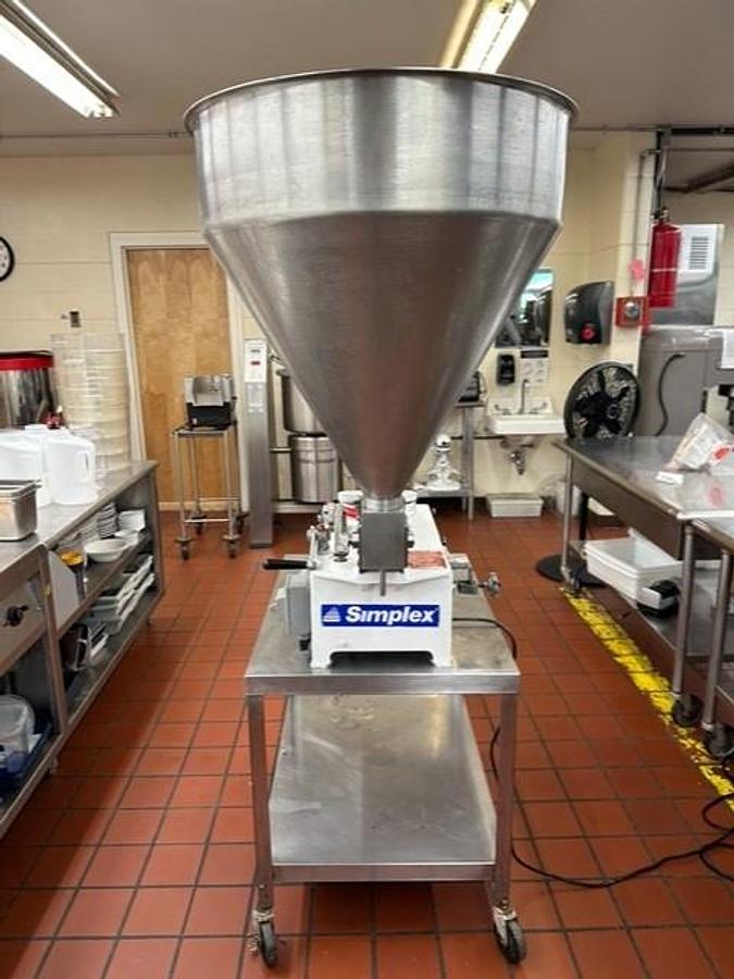 Used Simplex AS-1 Single Head Electric Piston Filler, Oversized Hopper