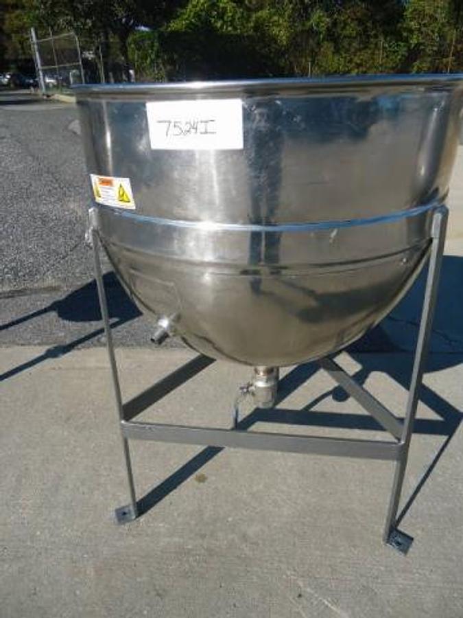 Used 50 Gallon Lee Stainless Steel Hemispherical Kettle, 40 Psi