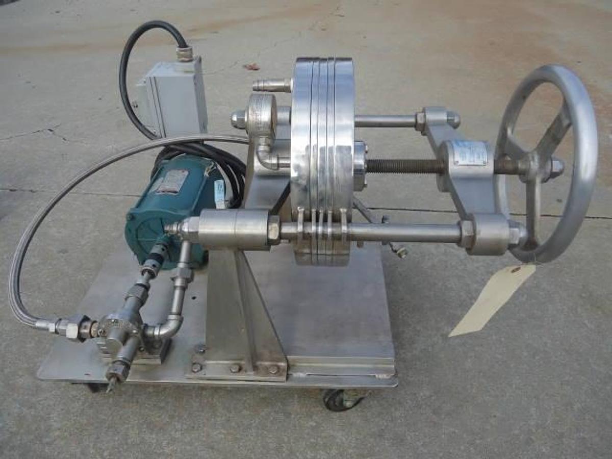Used Ertel 12 In. Diameter Stainless Steel Lab Filter Press With Pump