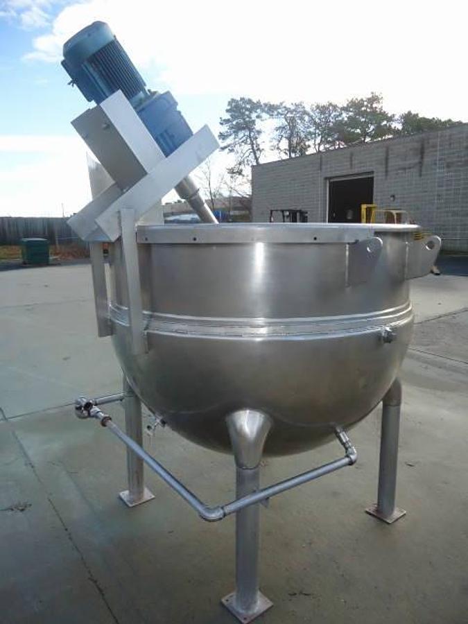Used 350 Gallon 316 Stainless Steel Jacketed Inclined Agitated Mix Kettle