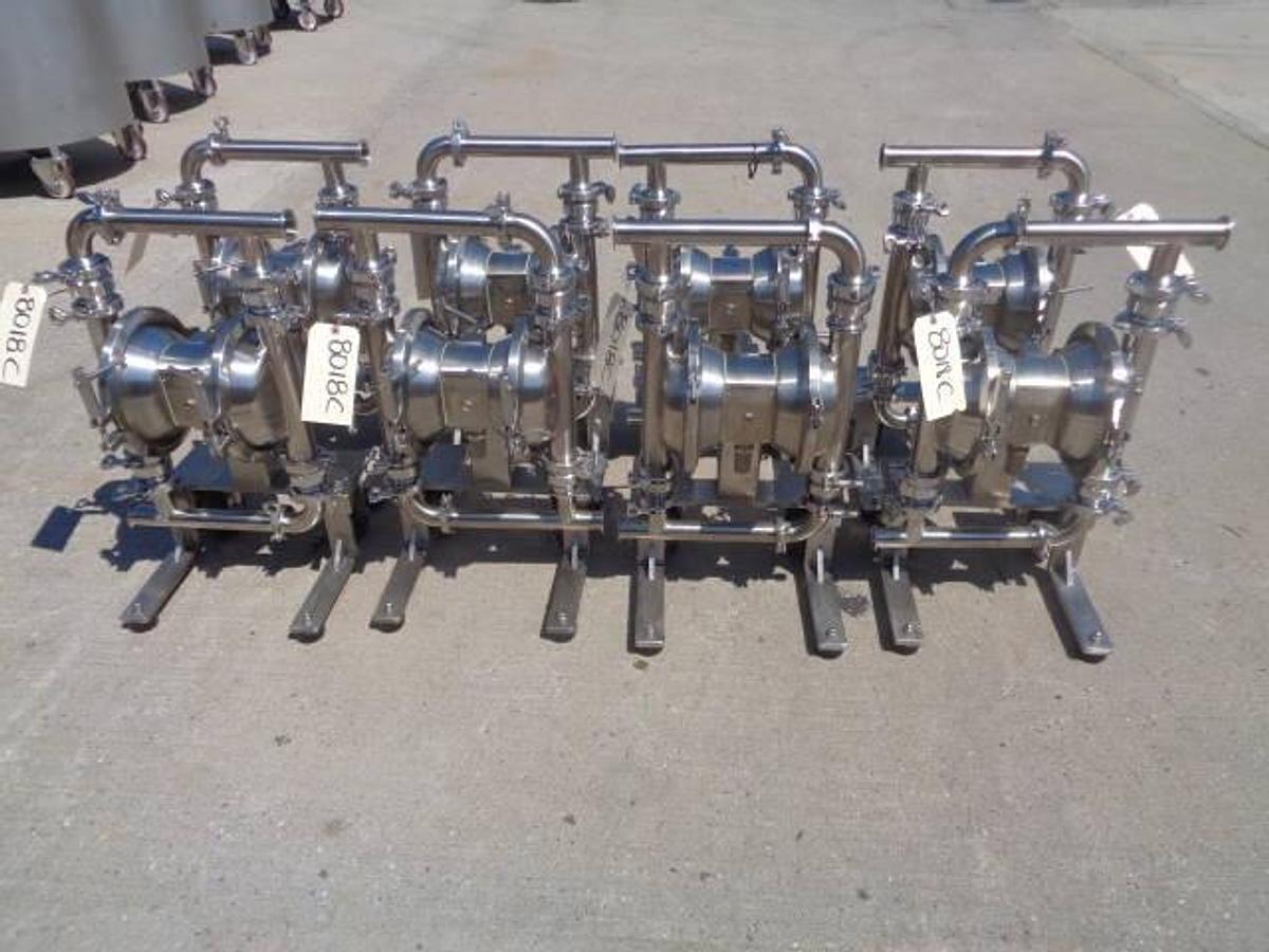 Used Murzan PI50-SL-1B-SC Type 316 SS Sanitary Double Diaphragm Pumps (4)