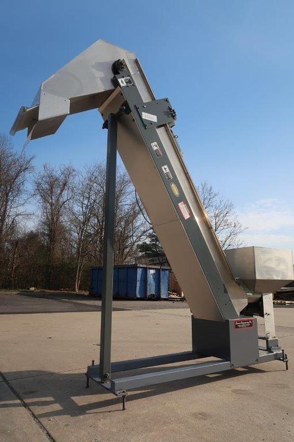 Used Hytrol 12 In. Wide Inclined Cleat Belt Conveyor/Feed, 80 In. Discharge Height