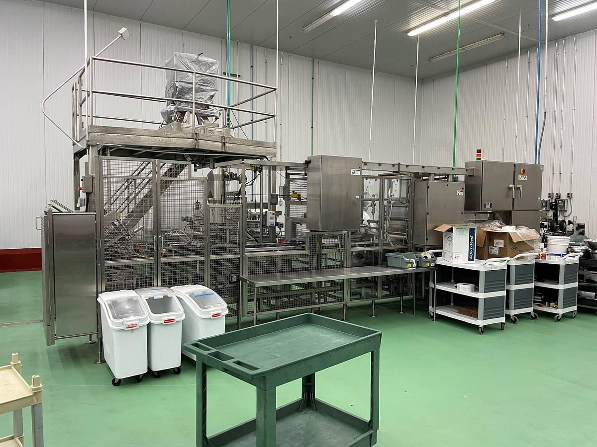 Used Osgood Dual Lane Tray/Cup Filling and Sealing Machine, Gas Flush