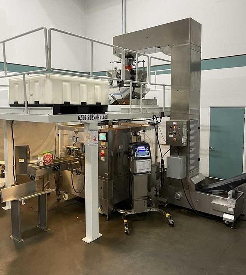 Used Kenwei 10 Head Rotary Scale/Filler, with Bucket Elevator
