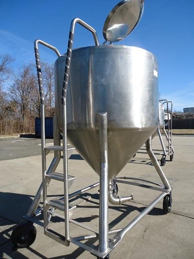 Used 450 Gallon DCI Type 316 Stainless Steel Cone Bottom Portable Tank