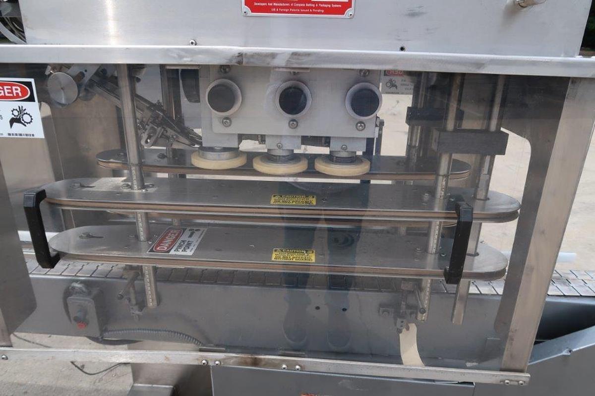Used Kaps-All A6 Automatic Stainless Screw Capping Machine, 200 per minute