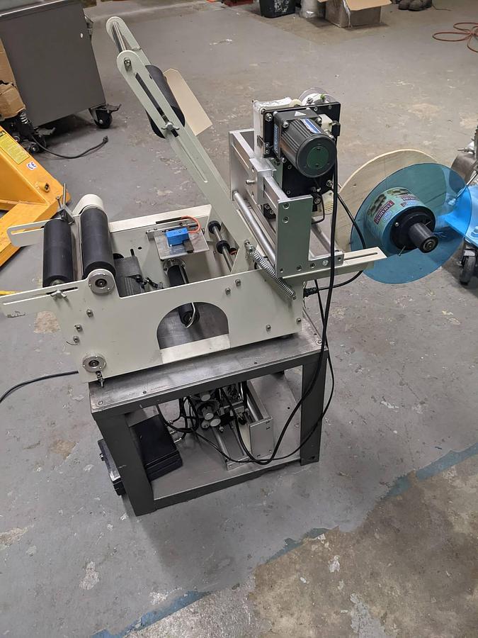Used Tabletop Pressure Sensitive Wraparound Labeler, With Coder
