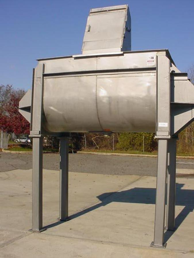 Used Aaron 100 Cu. Ft. Stainless Double Ribbon Blender, 40 Hp