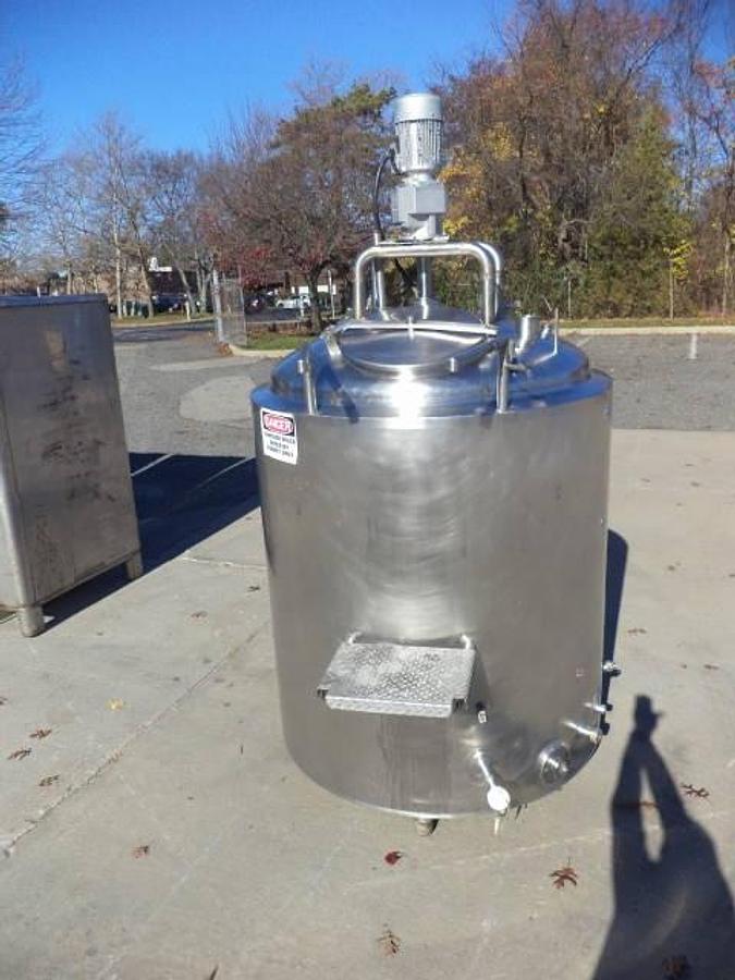 Used 300 Gallon Stainless Steel Jacketed Mix Tank, Sweep Agitator