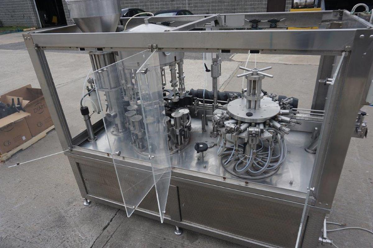 Used GAI 2513 Monoblock Wine Rinsing, Dearation, Filling and Corking Line, 2,000 Bottles/Hour