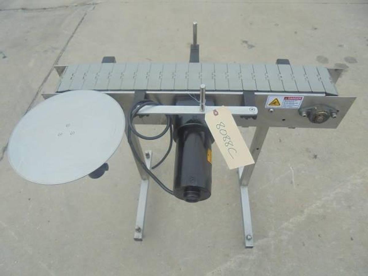 Used 4-1/2 In. Wide X 36 In. Long Stainless Motorized Bottle Conveyor