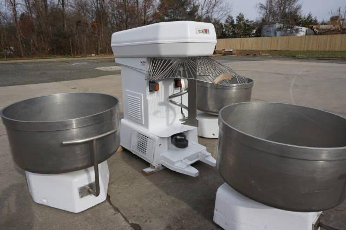 Used Colborne (Esmach) 200 Kg. Spiral Dough Mixer, Removable Bowls