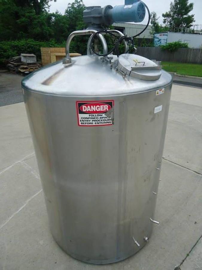 Used 1,500 Gallon Dci 316 Stainless Steel Dimple Jacketed Mix Tank, 140 Psi Jacket