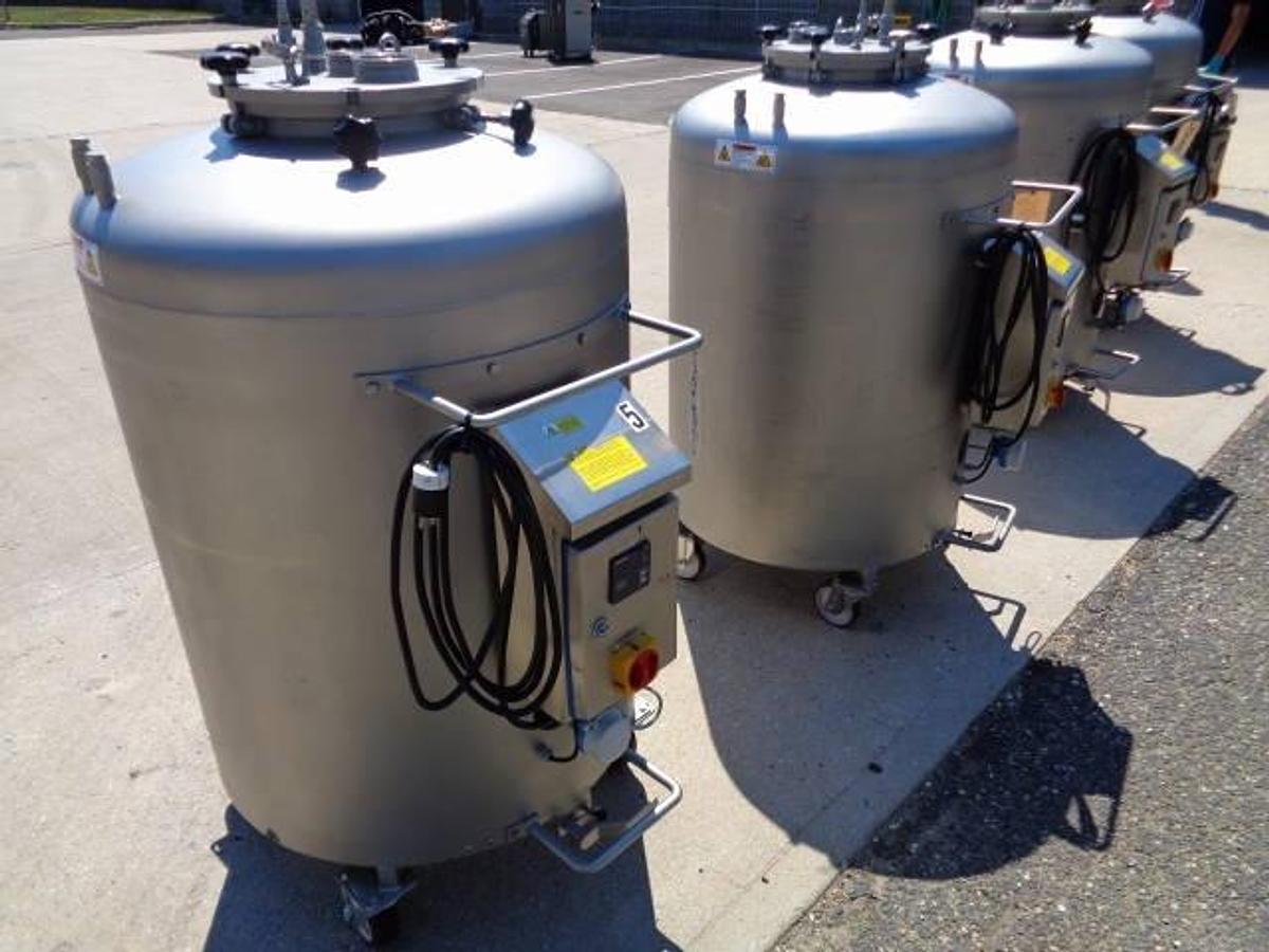 Used 200 Liter Bowa 316 Stainless Electrically Self Contained Jacketed Pressure Tanks (2) Portable