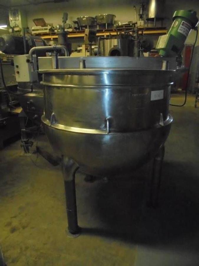 Used 150 Gallon 316 Hamilton Stainless Steel Jacketed Hemispherical Kettle With Lightnin Mixer
