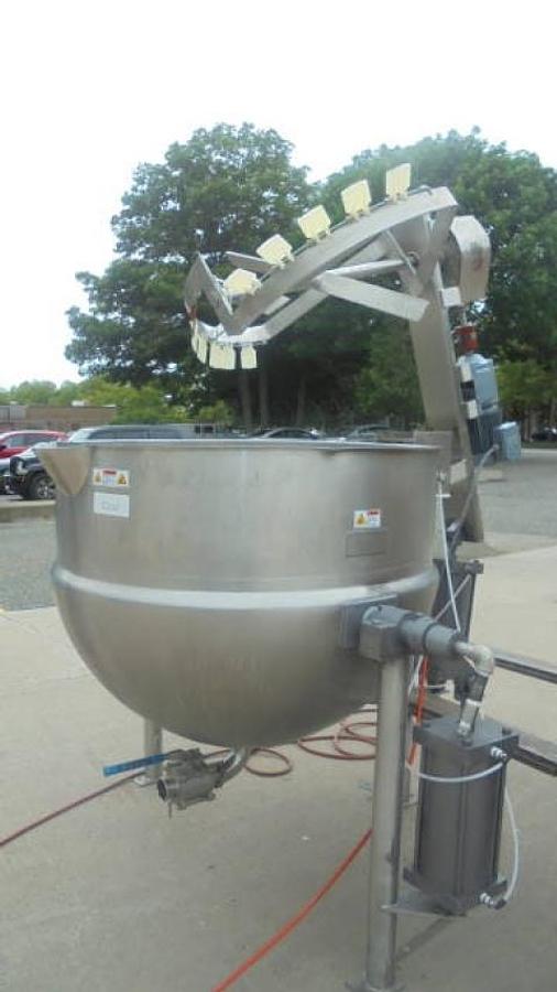 Used 300 Gallon Lee Stainless Jacketed Double Motion Tilt Kettle, Scraped Surface Agitation