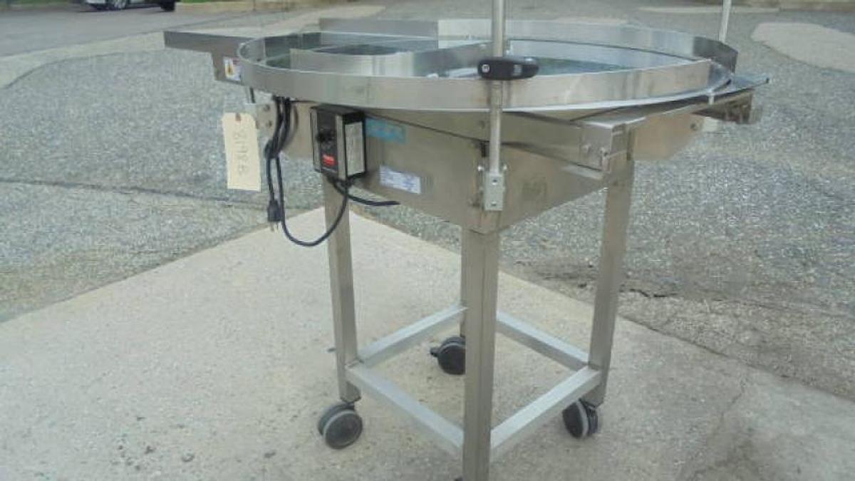 Used 36 In. Dia. Pharmafill Stainless Rotary Unscrambling/Accumulating Table, Vari Speed
