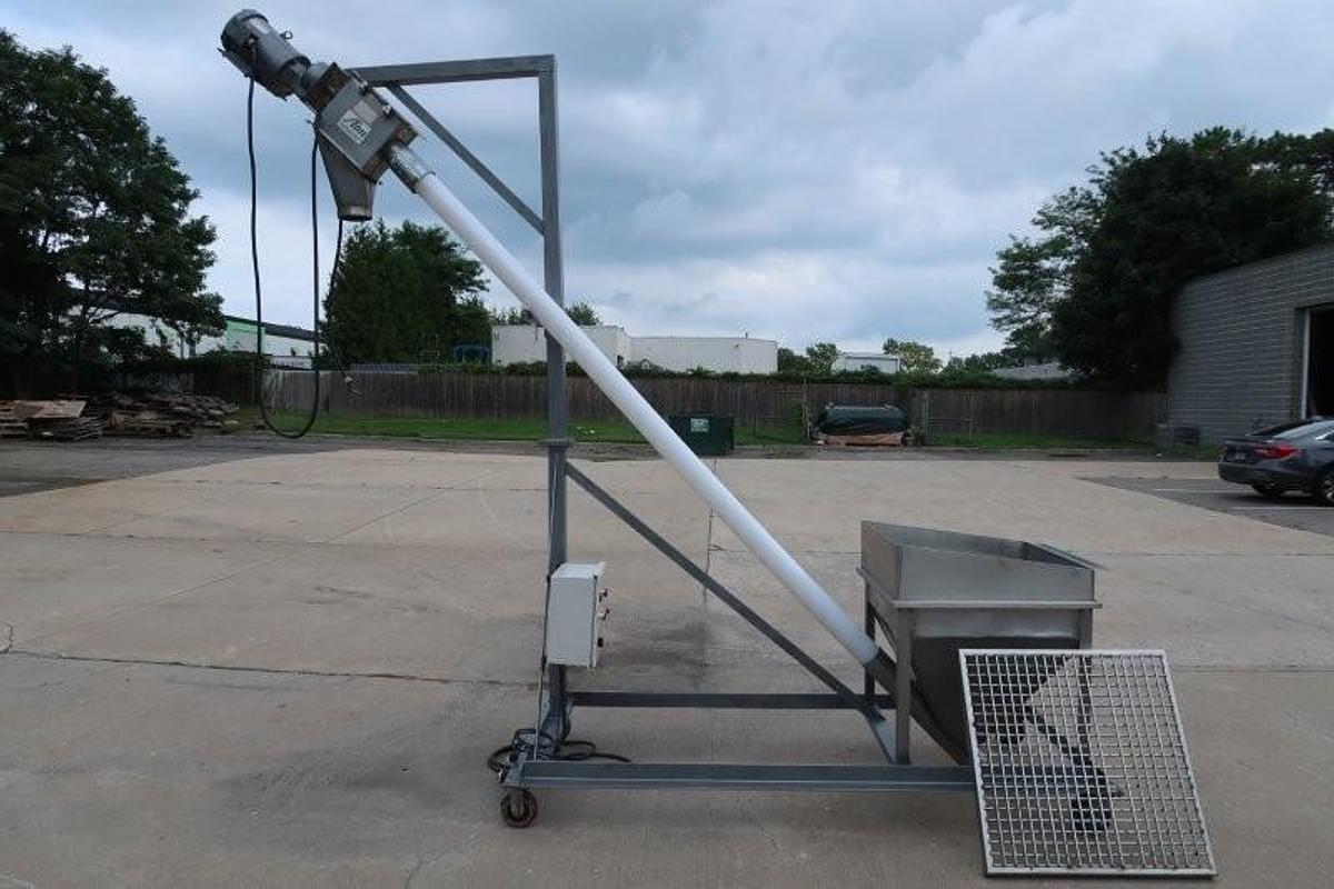 Used AIM 3-3/4 In. Diameter Inclined Flexible Screw Conveying System, Portable