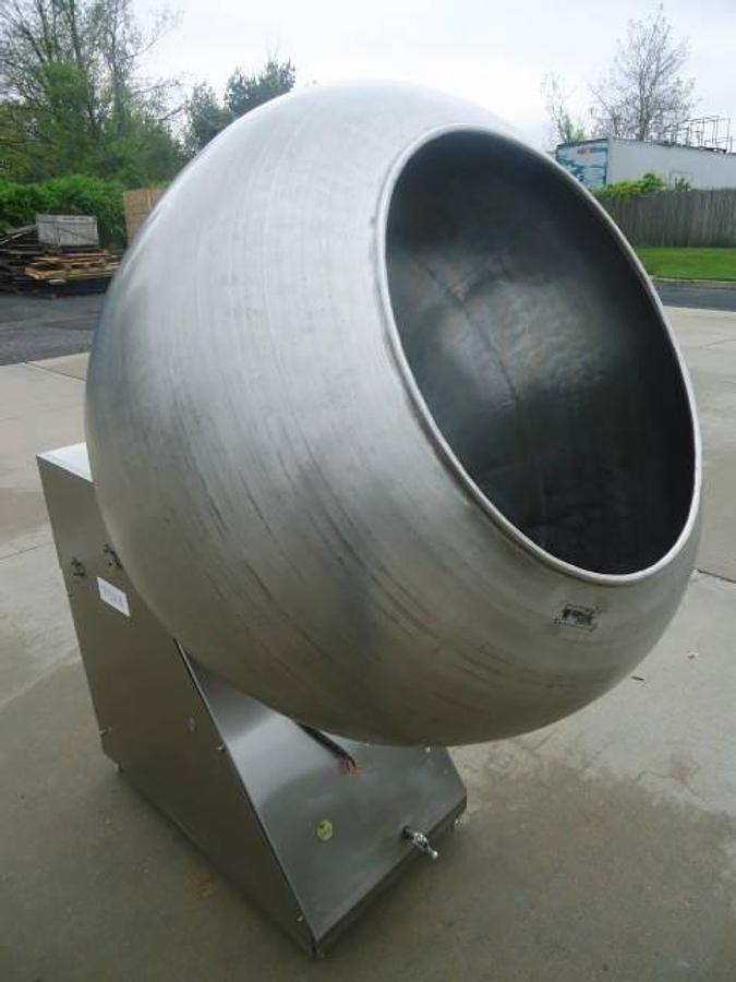 Used 42 In. Burkhard Stainless Steel Coating Pan, Stainless Steel Base