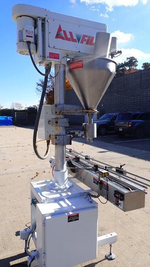 Used All Fill Single Head Automatic Powder Filler, with Conveyor