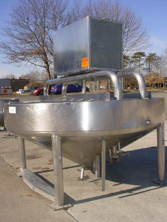 Used 200 Gallon Mueller Stainless Cone Bottom Cooker/Cooler 100 Psi Jacket