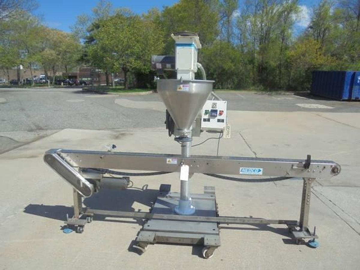 Used Mateer Burt Single Auger Powder Filler, Agitated Hopper