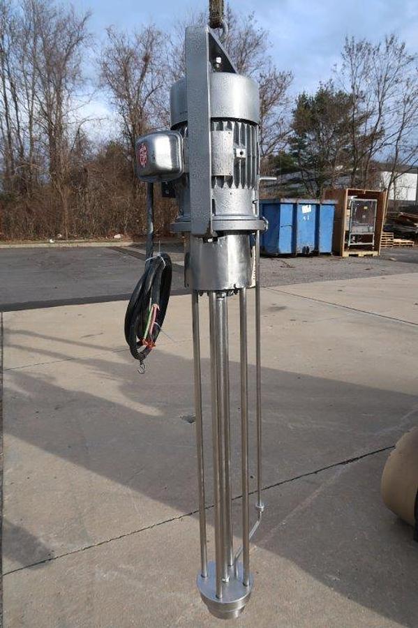 Used 5HP Stainless Steel Homogenizing Mixer, 40 In. Long Shaft