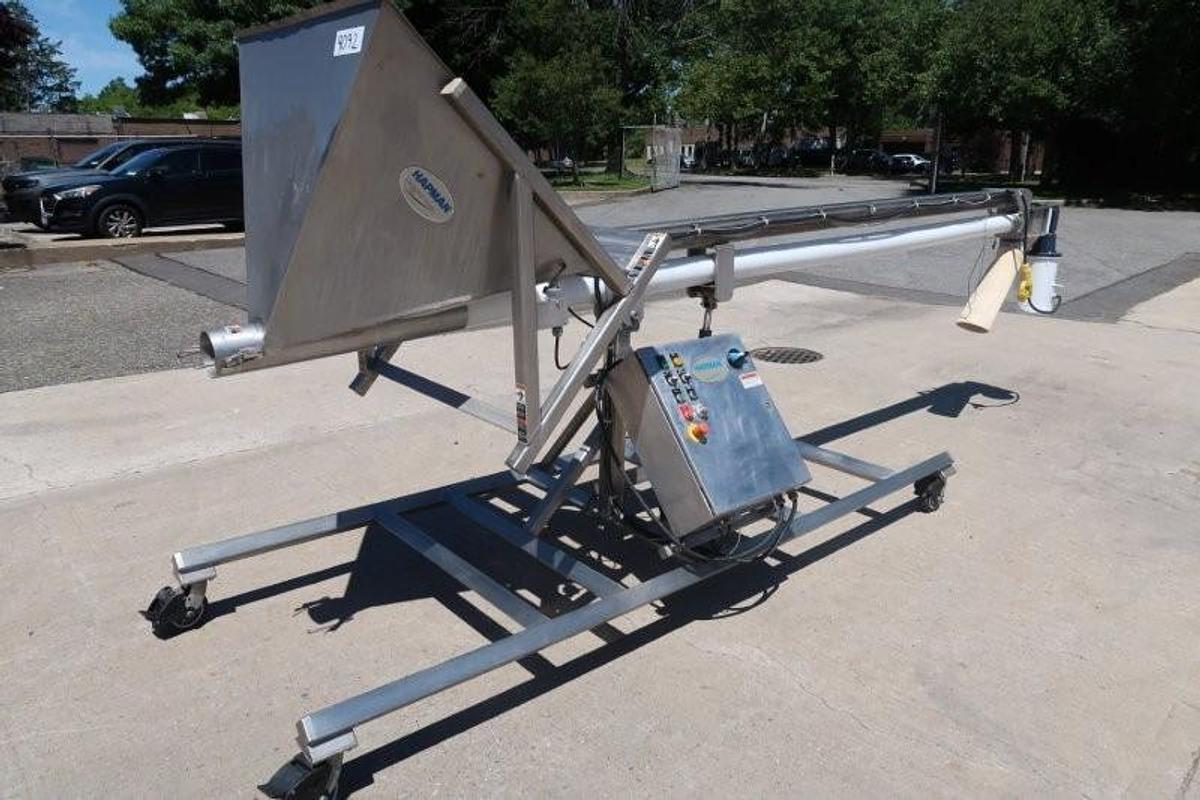 Used Hapman Series 500 Hi/Lo Flexible Helix Screw Conveyor, Portable