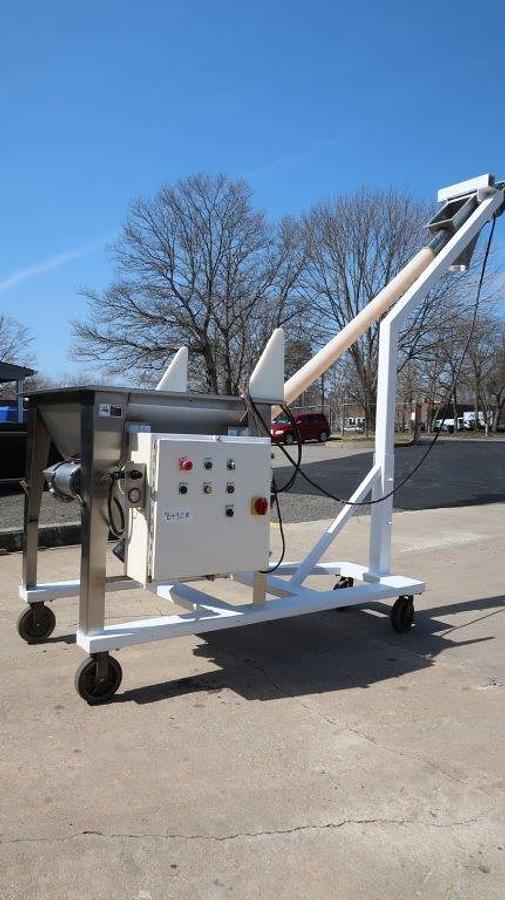 Used AMS 4 In. Diameter Inclined Flexible Screw Conveying System, Portable