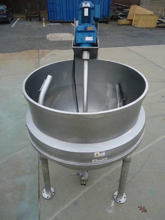 Used 350 Gallon Pardo 316 Stainless Hemispherical Inclined Agitated Kettle, 100 Psi Jacket