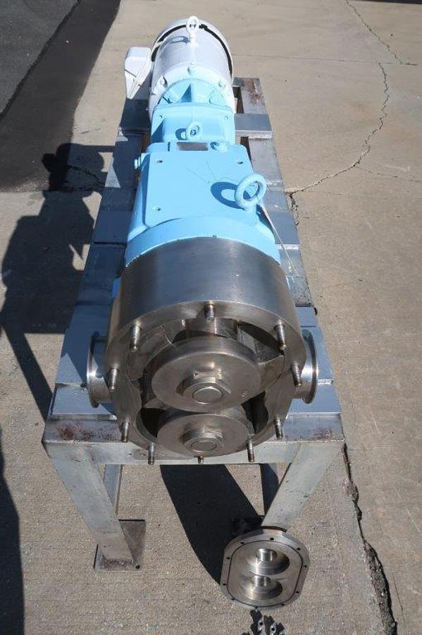 Used Waukesha Model 220 SS Positive Displacement Pump,  4 In.Tri-Clamp Ports, 15 HP Varispeed
