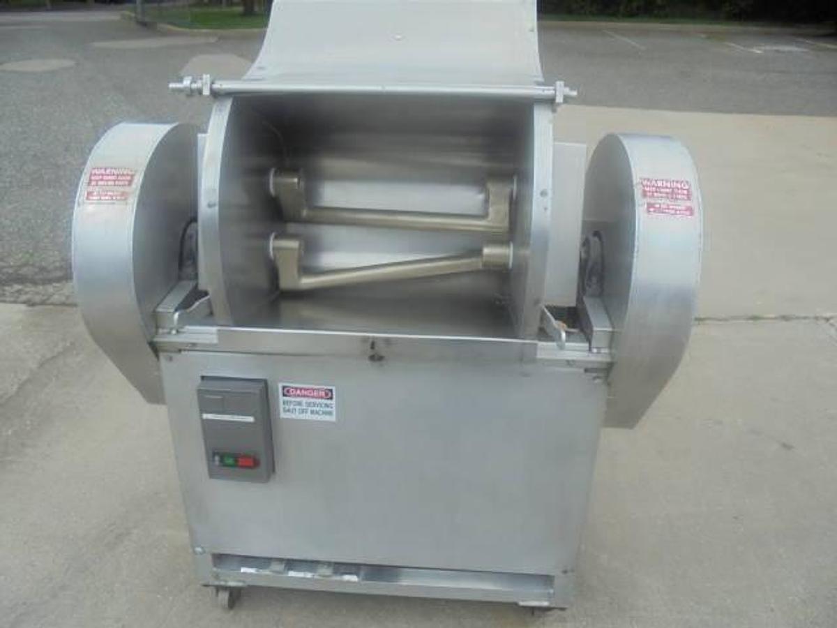 Used Lombi 50 Lb. Double Arm Pasta Dough Mixer, Tilt Discharge on Casters