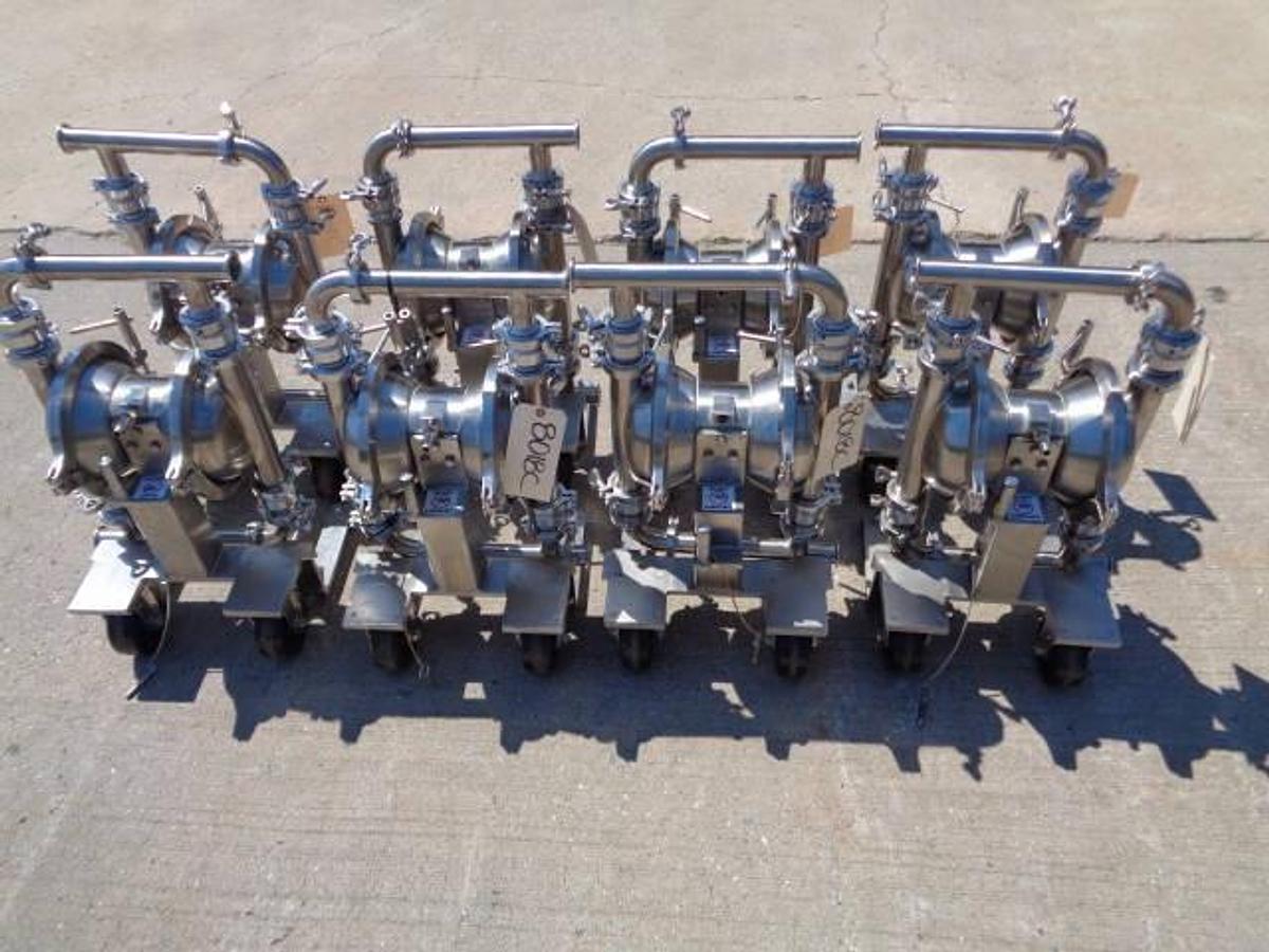 Used Murzan PI50-SL-1B-SC Type 316 SS Sanitary Double Diaphragm Pumps (4)