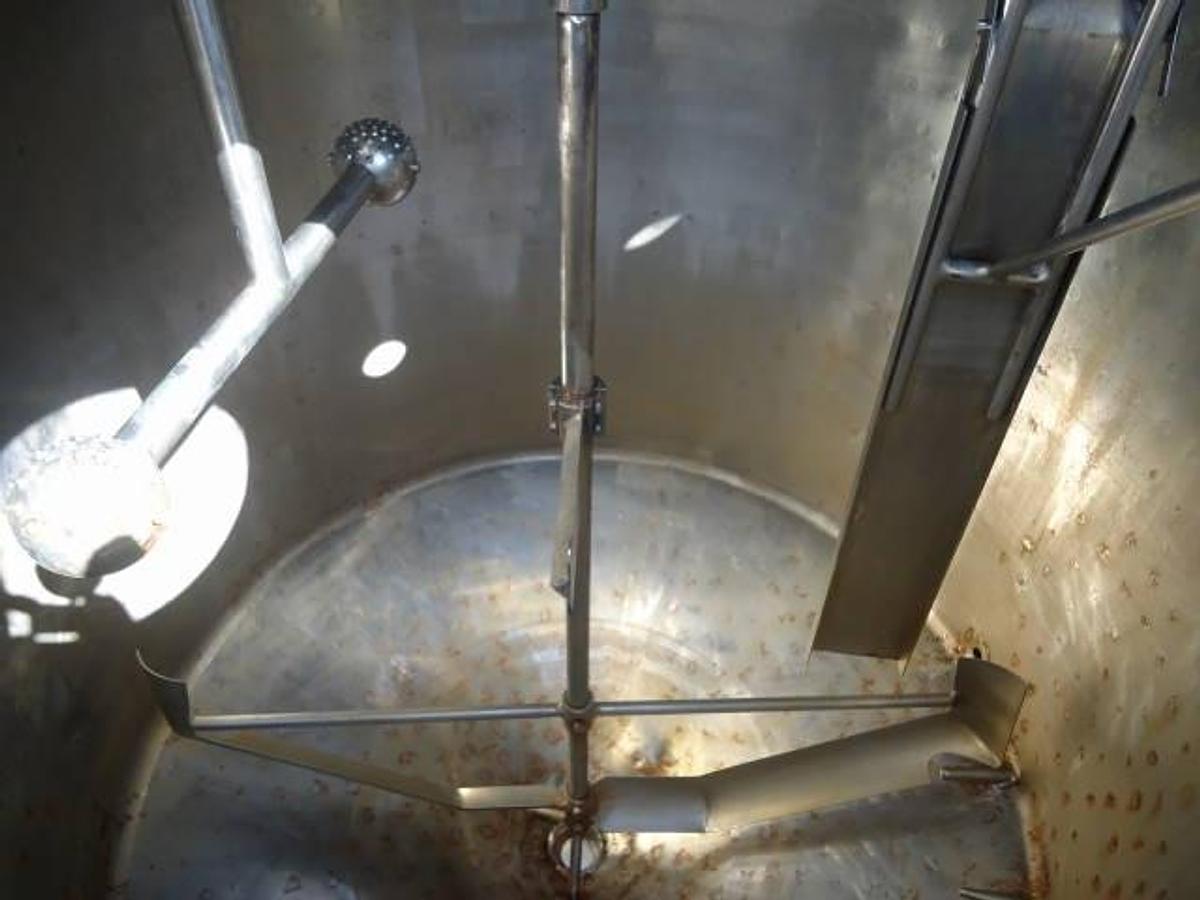 Used 800 Gallon Stainless Steel Jacketed Closed Agitated Tank, Cone Bottom
