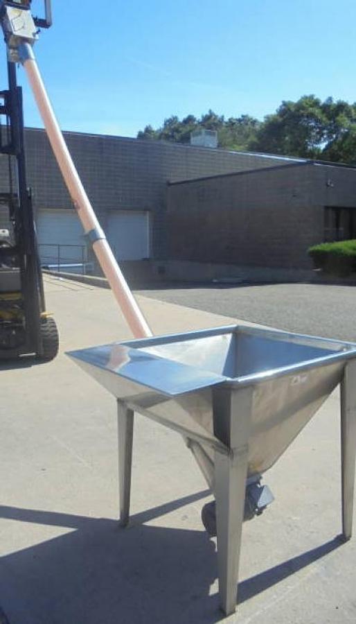 Used Flexicon 4 In. Diameter Flexible Screw Conveyor With Hopper Prebreaker