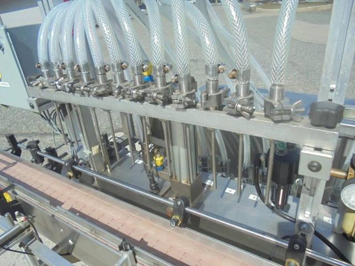 Used Kaps-All 12 Piston Inline Automatic Filling Machine