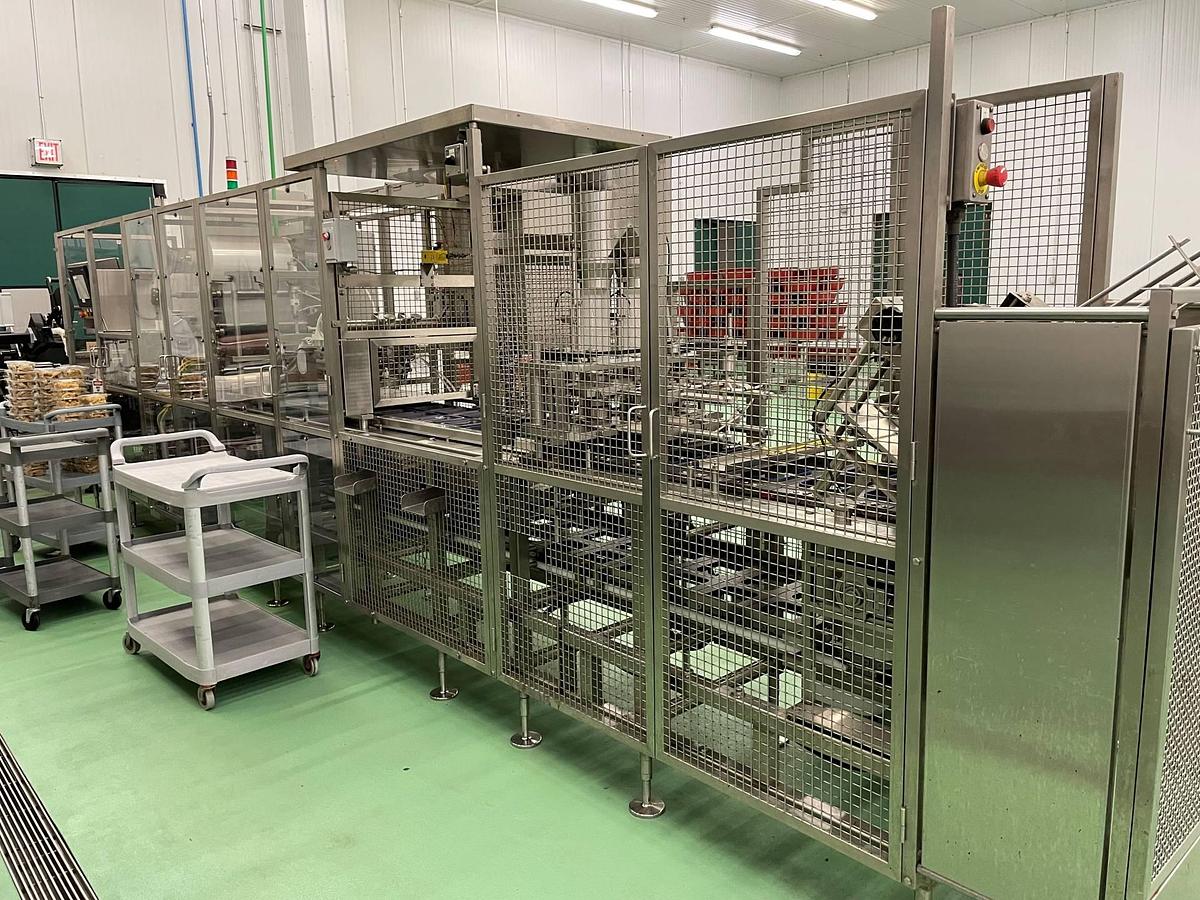 Used Osgood Dual Lane Tray/Cup Filling and Sealing Machine, Gas Flush