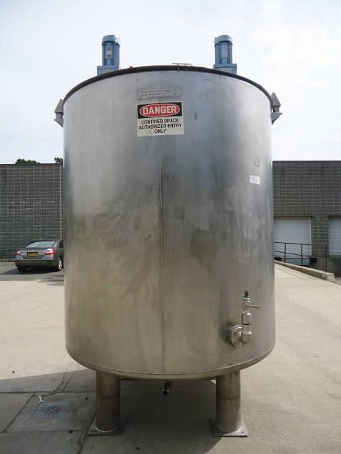 Used 2,200 Gallon Pesch Stainless Steel Vertical Mix Tank, Dished Bottom