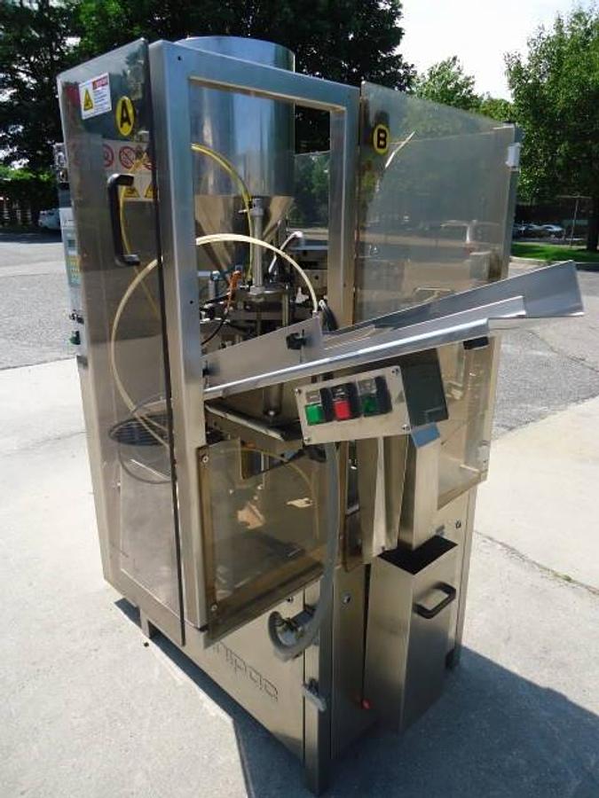 Used Unipac/Romaco Silver 80e Plastic Tube Filling And Sealing Machine, 80 Per Minute