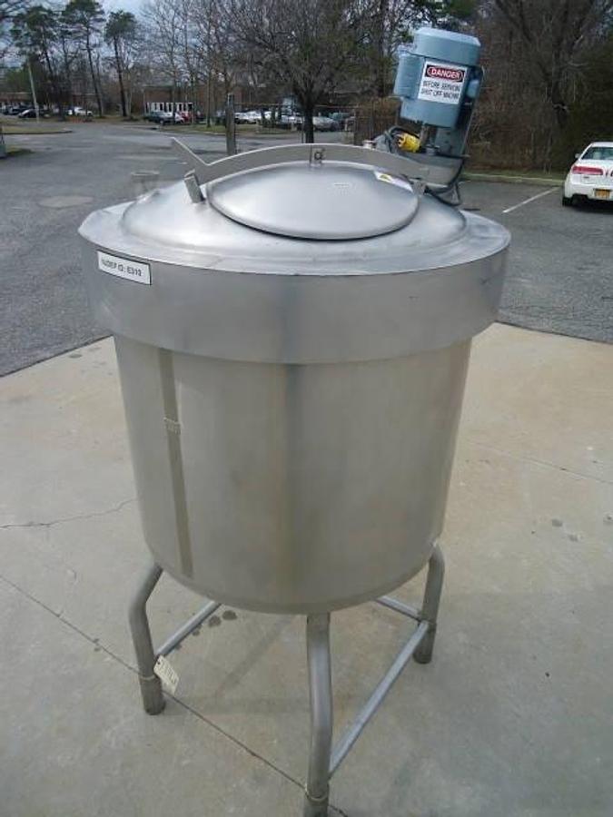 Used 225 Gallon Crepaco Stainless Steel Jacketed Vertical Mix Tank, Cone Bottom